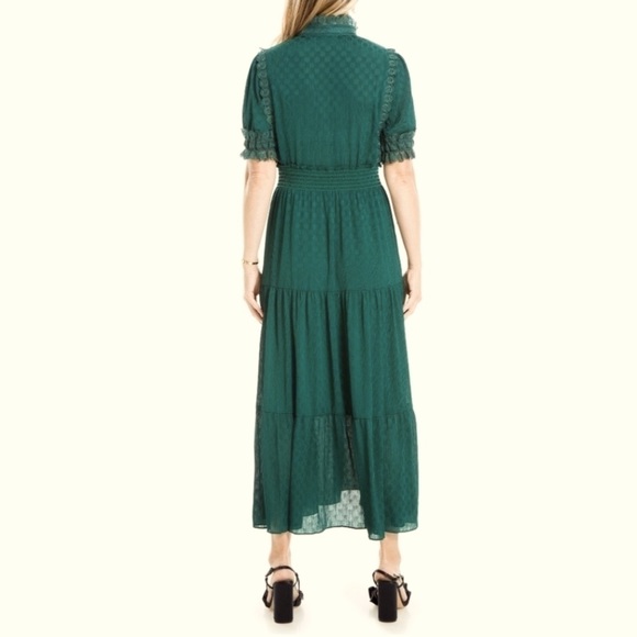 Emerald Green Polka Dot and Lace Maxi Dress by Max Studio - Picture 2 of 14